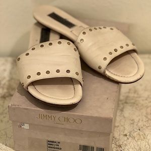 Jimmy Choo. Size 41 Nanda Sandal. White/Gold. Comes with box